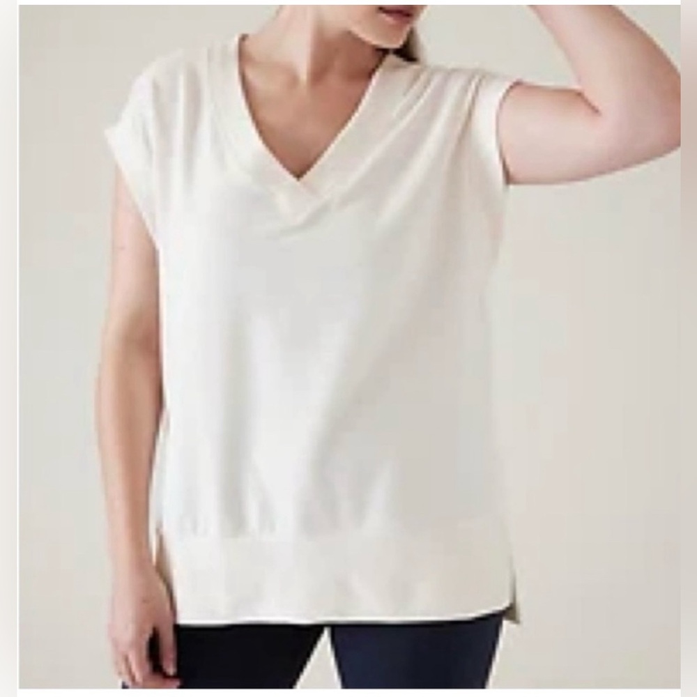 Athleta Cream V-Neck Sweatshirt
